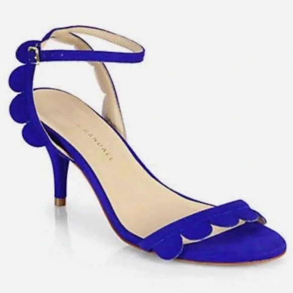 LOEFFLER RANDALL Blue Suede Sandals Stiletto Heels, Like New, SIZE 7.5 - Picture 1 of 6